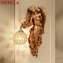 GobekUsa Angel Indoor Wall Light LED Gold Resin Sconce for Home Decor