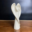 Serene white angel wing girl resin statue living room decor by Decorbites