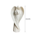 Serene white angel wing girl resin statue living room decor by Decorbites