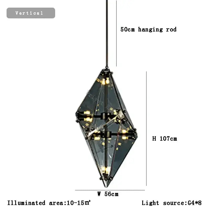 GobekUsa Angular Diamond Glass Chandelier Ceiling Light for Home Decor, photo 19 of 19