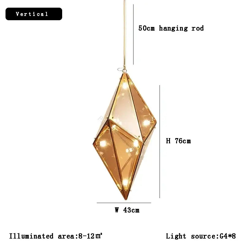 GobekUsa Angular Diamond Glass Chandelier Ceiling Light for Home Decor, photo 16 of 19