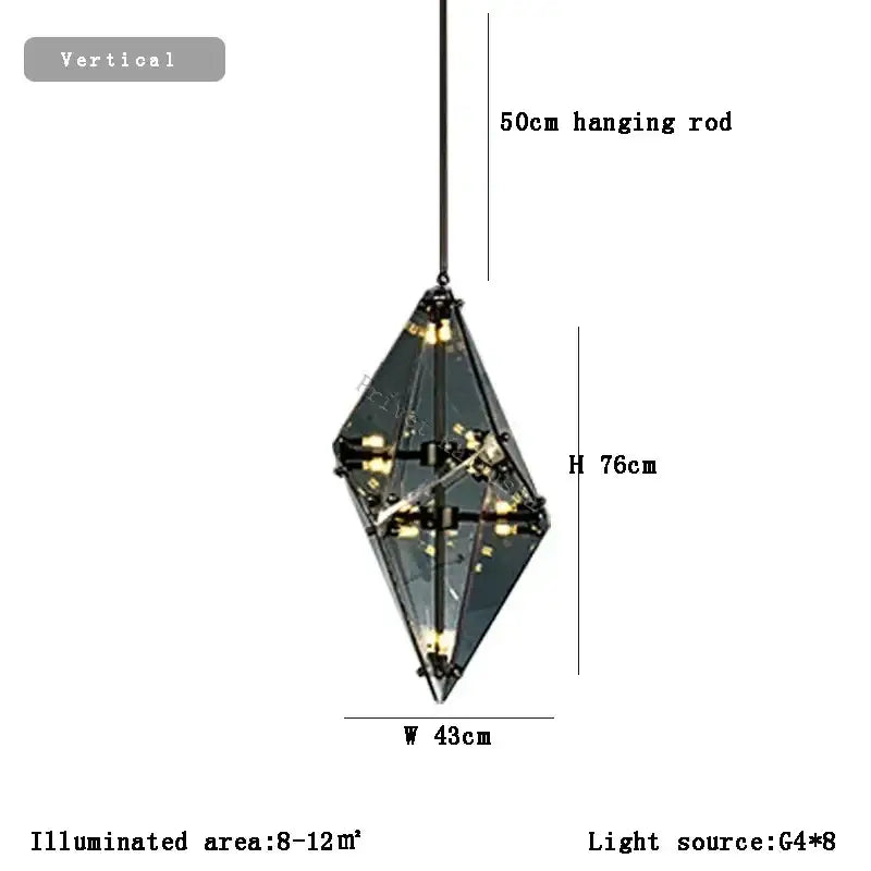 GobekUsa Angular Diamond Glass Chandelier Ceiling Light for Home Decor, photo 10 of 19
