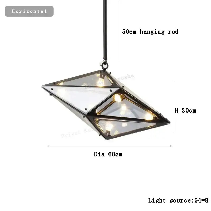 GobekUsa Angular Diamond Glass Chandelier Ceiling Light for Home Decor, photo 8 of 19