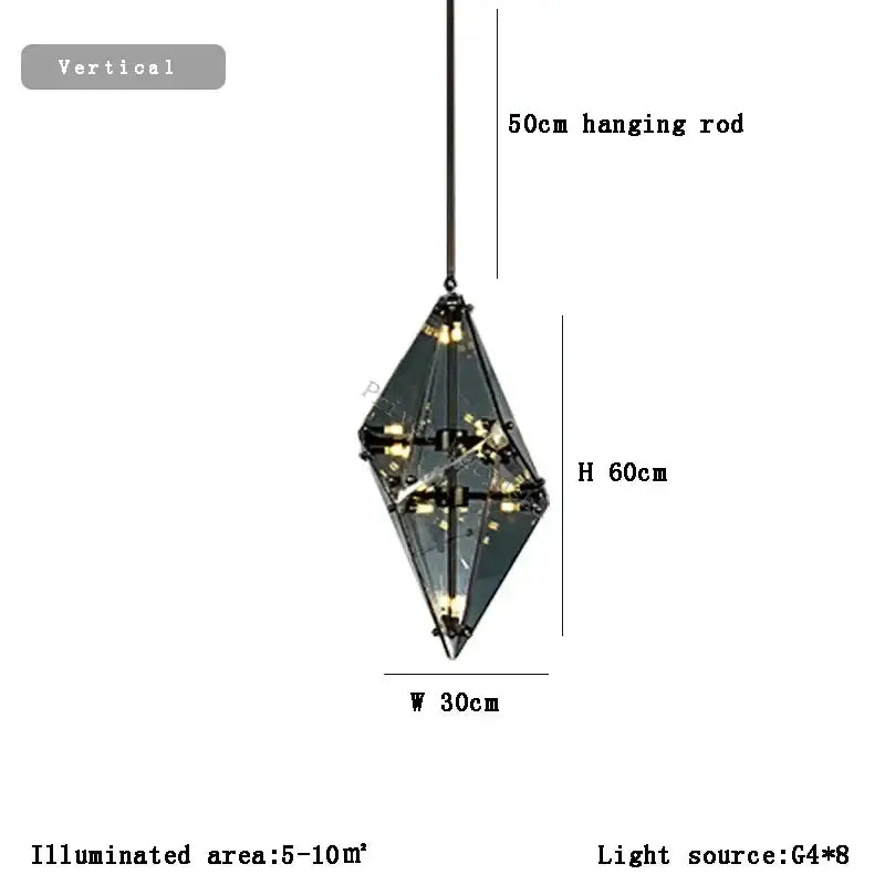 GobekUsa Angular Diamond Glass Chandelier Ceiling Light for Home Decor, photo 11 of 19