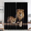 Lion and rose animal avatars printed 2pc curtains living room by Decorbites