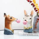 Whimsical black & white zebra animal bust succulent vase living room by Decorbites