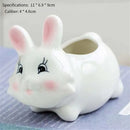 White & pink animal cartoon ceramic flowerpot nursery decor by Decorbites