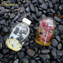 Kawaii penguin glass water bottle with yellow flowers kitchen travel by Decorbites