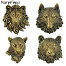 Bronze wildlife animal head wall hook rack living room decor by Decorbites