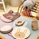 Pastel animal print bamboo fiber childrens dinnerware set dining room by Decorbites