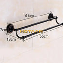 GobekUsa Antique Black Brass Double Towel Bar 30-60cm - YT-12298-H