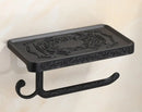 Antique brass ornate toilet paper holder with phone shelf bathroom by Decorbites