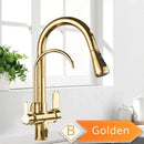 GobekUsa Antique Brass 2-in-1 Kitchen Faucet with Pull Out Nozzle and Purification