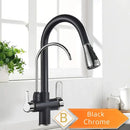 GobekUsa Antique Brass 2-in-1 Kitchen Faucet with Pull Out Nozzle and Purification