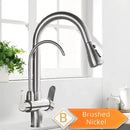 GobekUsa Antique Brass 2-in-1 Kitchen Faucet with Pull Out Nozzle and Purification