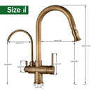 GobekUsa Antique Brass 2-in-1 Kitchen Faucet with Pull Out Nozzle and Purification