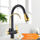 GobekUsa Antique Brass 2-in-1 Kitchen Faucet with Pull Out Nozzle and Purification