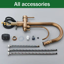 GobekUsa Antique Brass 2-in-1 Kitchen Faucet with Pull Out Nozzle and Purification