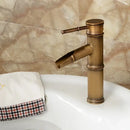 GobekUsa Antique Brass Bamboo Basin Faucet Single Handle Hot Cold Water Tap