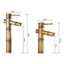 GobekUsa Antique Brass Bamboo Basin Faucet Single Handle Hot Cold Water Tap