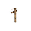 GobekUsa Antique Brass Bamboo Basin Faucet Single Handle Hot Cold Water Tap