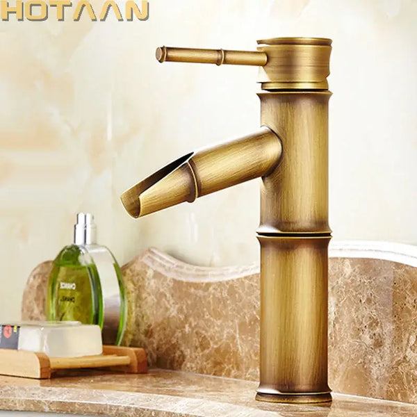 GobekUsa Antique Brass Bamboo Single Handle Basin Faucet, photo 2 of 8
