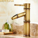 GobekUsa Antique Brass Bamboo Single Handle Basin Faucet