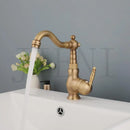 GobekUsa Antique Brass Basin Faucet, 360 Rotation Art Design Kitchen Mixer Tap.