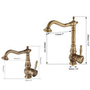 GobekUsa Antique Brass Basin Faucet, 360 Rotation Art Design Kitchen Mixer Tap.