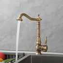 GobekUsa Antique Brass Basin Faucet, 360 Rotation Art Design Kitchen Mixer Tap.