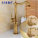 GobekUsa Antique Brass Basin Faucet, 360 Rotation Art Design Kitchen Mixer Tap.