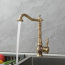 GobekUsa Antique Brass Basin Faucet, 360 Rotation Art Design Kitchen Mixer Tap.