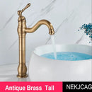 GobekUsa Antique Brass Basin Faucet Hot Cold Mixer Tap Single Handle Sink Faucet
