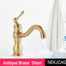 GobekUsa Antique Brass Basin Faucet Hot Cold Mixer Tap Single Handle Sink Faucet