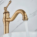 GobekUsa Antique Brass Basin Faucet Hot Cold Mixer Tap Single Handle Sink Faucet