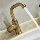 GobekUsa Antique Brass Basin Faucet Hot Cold Single Lever Bathroom Sink Tap