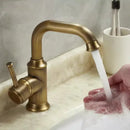 GobekUsa Antique Brass Basin Faucet Hot Cold Single Lever Bathroom Sink Tap