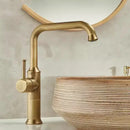 GobekUsa Antique Brass Basin Faucet Hot Cold Single Lever Bathroom Sink Tap