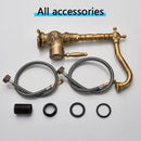 GobekUsa Antique Brass Basin Faucet Long Spout Flower Carved Sink Tap 360 Rotation