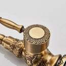 GobekUsa Antique Brass Basin Faucet Long Spout Flower Carved Sink Tap 360 Rotation