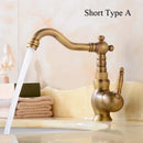 GobekUsa Antique Brass Basin Faucet, Rotatable Single Hole Kitchen Sink Mixer