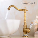 GobekUsa Antique Brass Basin Faucet, Rotatable Single Hole Kitchen Sink Mixer