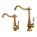 GobekUsa Antique Brass Basin Faucet, Rotatable Single Hole Kitchen Sink Mixer