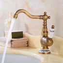 GobekUsa Antique Brass Basin Faucet, Rotatable Single Hole Kitchen Sink Mixer