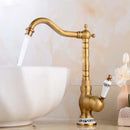 GobekUsa Antique Brass Basin Faucet, Rotatable Single Hole Kitchen Sink Mixer