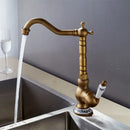 GobekUsa Antique Brass Basin Faucet, Rotatable Single Hole Kitchen Sink Mixer