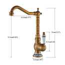 GobekUsa Antique Brass Basin Faucet, Rotatable Single Hole Kitchen Sink Mixer