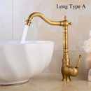 GobekUsa Antique Brass Basin Faucet, Rotatable Single Hole Kitchen Sink Mixer