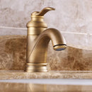 GobekUsa Antique Brass Basin Faucet Single Handle Deck Mounted Bathroom Sink Hot Cold Mixer