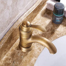GobekUsa Antique Brass Basin Faucet Single Handle Deck Mounted Bathroom Sink Hot Cold Mixer